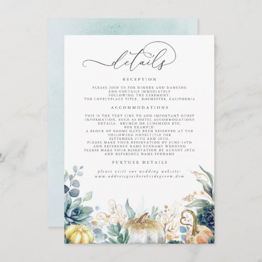 多汁性カボチャ葉ン結婚金ゴールドの詳細En エンクロージャーカード (正面/裏面)