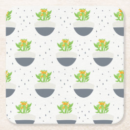 多汁性カランチョー植物の母パターン スクエアペーパーコースター