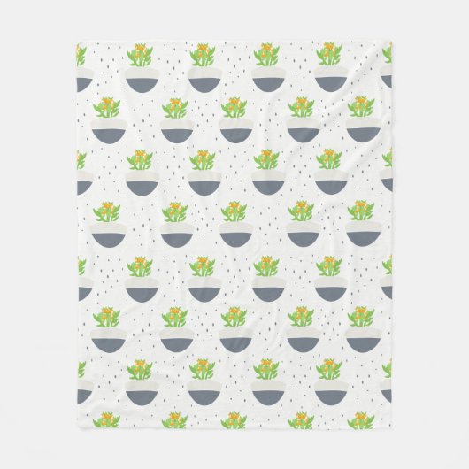 多汁性カランチョー植物の母パターン フリースブランケット (正面)