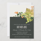 多汁性クラフトフローラ水彩ブライダルシャワー 招待状 (正面)