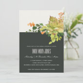 多汁性クラフトフローラ水彩ブライダルシャワー 招待状 (スタンド正面)