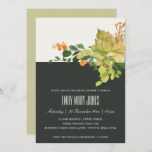 多汁性クラフトフローラ水彩ブライダルシャワー