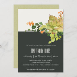 多汁性クラフトフローラ水彩ブライダルシャワー 招待状