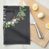 多汁性クールリース葉水色モノグラム キッチンタオル (四つ折り)