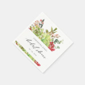 多汁性サボテンのオレンジ色の水彩ブライダルシャワー スタンダードカクテルナプキン (角)