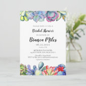 多汁性サボテンの水彩ブライダルシャワー 招待状 (スタンド正面)
