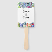 多汁性サボテンの水彩結婚式 ハンドファン (正面)