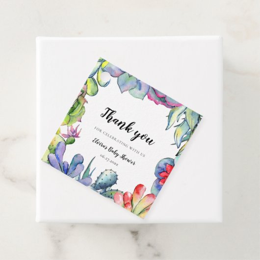 多汁性サボテンの水彩赤ちゃんシャワー フェイバータグ (インサイチュ)