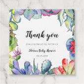 多汁性サボテンの水彩赤ちゃんシャワー フェイバータグ