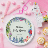 多汁性サボテンの水彩赤ちゃんシャワー ペーパープレート (パーティー)