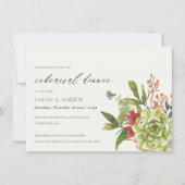 多汁性サボテンの水色リハーサルディナー 招待状 (正面)