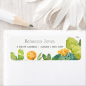 多汁性サボテンフローラガーデン水彩アドレス ラベル (インサイチュ)