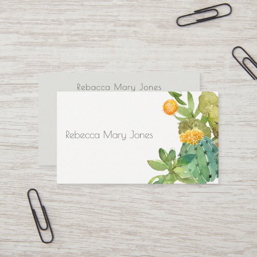 多汁性サボテンフローラガーデン水彩 名刺 (正面/裏面インサイチュ)