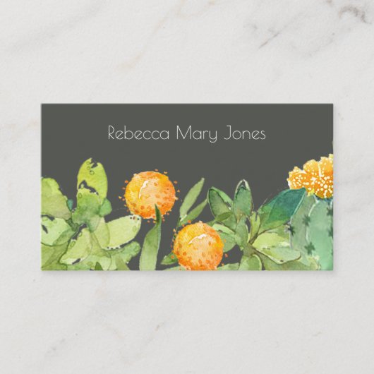 多汁性サボテンフローラガーデン水彩 名刺 (正面)