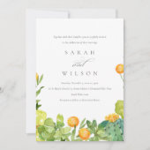 多汁性サボテンフローラガーデン水結婚色 招待状 (正面)