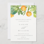 多汁性サボテンフローラガーデン水結婚色 招待状 (正面)