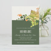 多汁性サボテンフローラ水彩ブライダルシャワー 招待状 (スタンド正面)