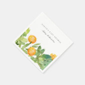 多汁性サボテンフローラ水彩赤ちゃんシャワー スタンダードカクテルナプキン (角)