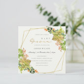 多汁性サボテンフローラ水彩赤ちゃんシャワー 招待状 (スタンド正面)