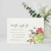 多汁性サボテンフローラ水彩RSVP 出欠カード (スタンド正面)