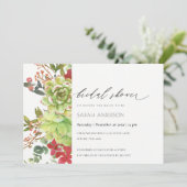 多汁性サボテン赤フローラブライダルシャワー招待状 サンキューカード (スタンド正面)