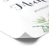 多汁性サボテン赤面フローラウェルカムサイン ポスター (角)