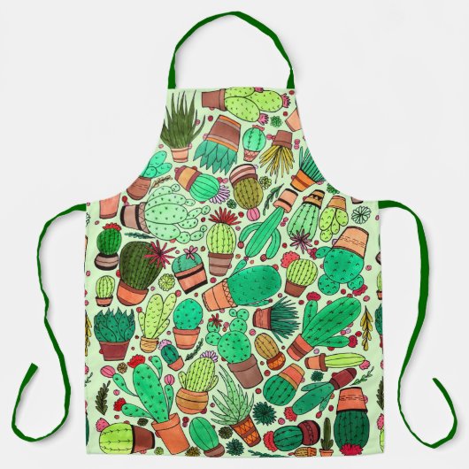 多汁性サボテン鉢植えグリーンサボテン園 エプロン (正面)