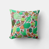 多汁性サボテン鉢植えグリーンサボテン園 クッション (正面)