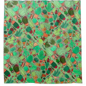 多汁性サボテン鉢植えグリーンサボテン園 シャワーカーテン (正面)