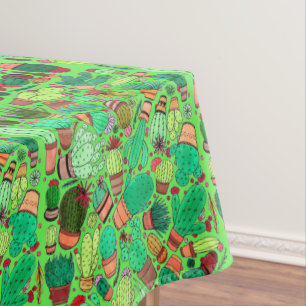 多汁性サボテン鉢植えグリーンサボテン園 テーブルクロス