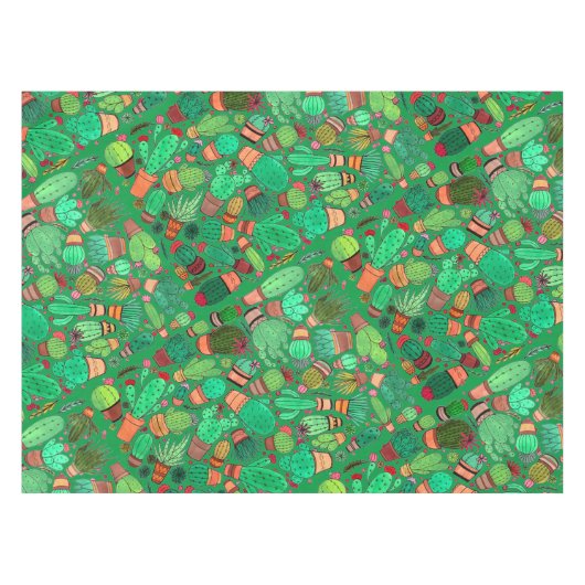 多汁性サボテン鉢植えグリーンサボテン園 テーブルクロス (正面(横))