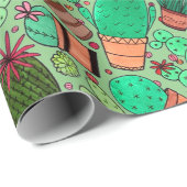 多汁性サボテン鉢植えグリーンサボテン園 ラッピングペーパー (ロールコーナー)