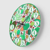 多汁性サボテン鉢植えグリーンサボテン園 ラージ壁時計 (傾斜)