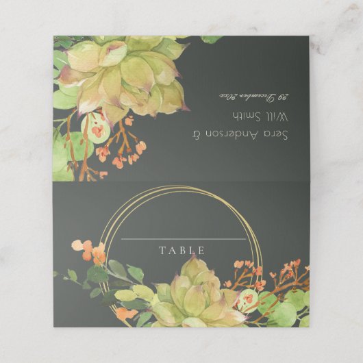 多汁性フローラリース水色結婚類 プレイスカード (外部開封)