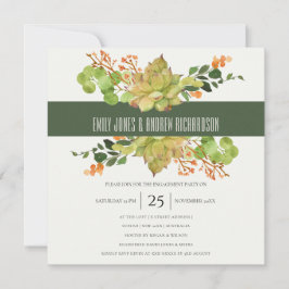 多汁性フローラ水彩可愛い婚約 招待状