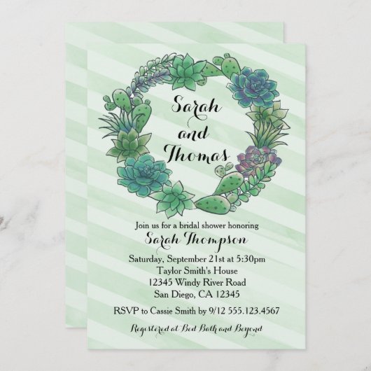 多汁性ブライダルウェディングシャワー招待状 招待状 (正面/裏面)