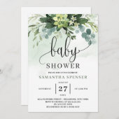 多汁性ユーカリ赤ちゃんシャワー 招待状 (正面/裏面)