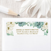 多汁性水彩エレガントアイボリーフローラ結婚 ラベル (インサイチュ)