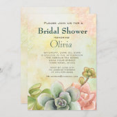 多汁性水彩フローラブライダルシャワー 招待状 (正面/裏面)