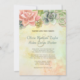 多汁性水彩フローラ結婚式招待状 招待状