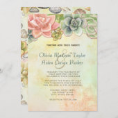 多汁性水彩フローラ結婚式招待状 招待状 (正面/裏面)