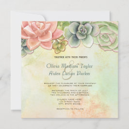 多汁性水彩フローラ結婚式招待状 招待状