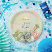 多汁性水彩フローラ結婚紙プレート ペーパープレート (パーティー)