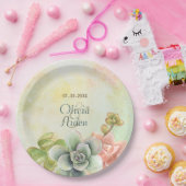 多汁性水彩フローラ結婚紙プレート ペーパープレート (パーティー)