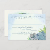 多汁結婚の青い水色RSVP 出欠カード (正面/裏面)