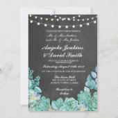多汁結婚チョーク素朴ライトティール（緑がかった色）招待状 招待状 (正面)