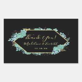 多汁金ゴールドフレーム結婚Any Color's Thank You 長方形シール