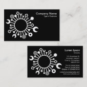 多用途の円 – 黒の上に白 名刺 (正面/裏面)