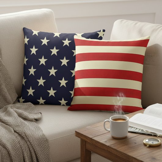 多用途の愛国心:スターストライプ&リバーシブル クッション