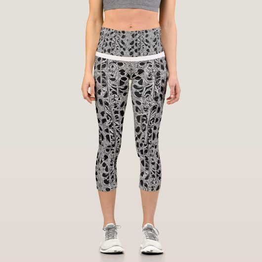 多用途スタイリッシュのハイウェスト印刷キャプリス カプリレギンス (正面)